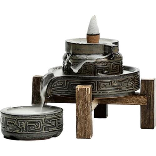 Ceramic Backflow Stick Incense Burner Creative Waterfall Censer Incense Holder Aromatherapy Smoke Aroma Burner Craft Decoration