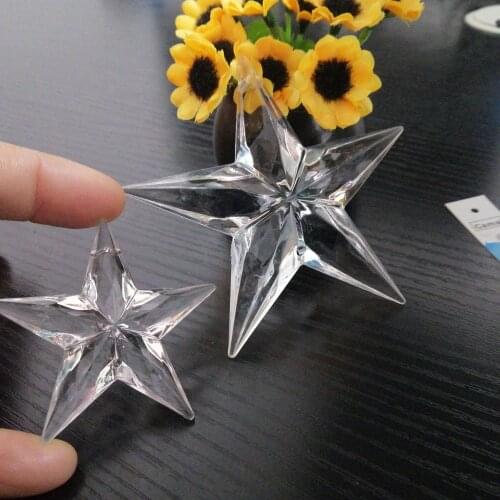 Camal 2pcs 53mm 90mm (2 hole) Clear Acrylic Star Shaped Pendant Chandelier Curtain Wedding Party Lighting Part Christmas Hanging