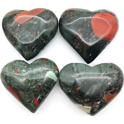 Drop Shipping 1pc Natural Big African BloodStone Heart Shaped Crystal Heart Gift Healing Polished Natural Stones and Crystals