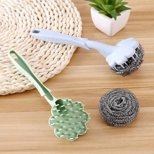Kitchen Cleaning Brush Stainless Steel Replaceable Wire Ball Brush Pan Dish Tile Sink Kitchen Bathroom Cleaning Tools Household