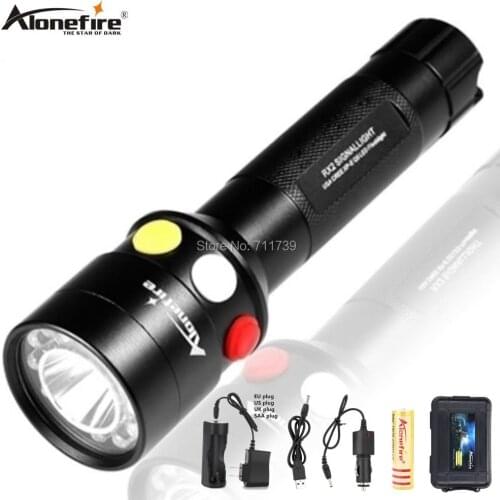 AloneFire RX2 red white yellow railway signal light Q5 Rechargeable LED Flashlight LED Torch high Bright light lamp