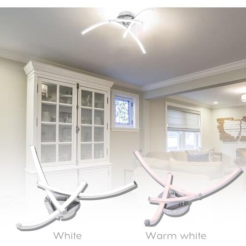 Modern LED Ceiling Light 24W 3/4 Branches Ceiling Light Forked Shaped Ceiling Lamp for Living Room Decor Modern Curved Design