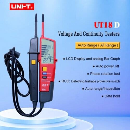 UNI-T UT18D Voltage And Continuity Tester Auto Range Volt Detectors Pen Date Hold/ LED/LCD Display Digital Multimeter