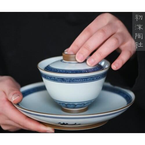 At the beginning of the jingdezhen archaize all hand hand under glaze blue and white porcelain tureen pot bearing suits