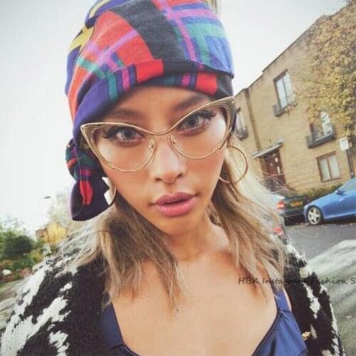 Veshion New Sexy Luxury Cat Eye Women Sunglasses Clear UV400 Goggle Gradient Alloy Ladies Frame Sun Glasses Brand Oculos De Sol