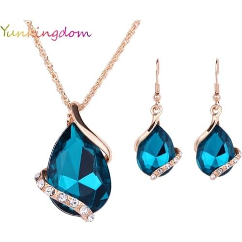 Yunkingdom African-Big-Jewelry-Set Necklace Earring Set Fashion Crystals Jewelry Sets for Women