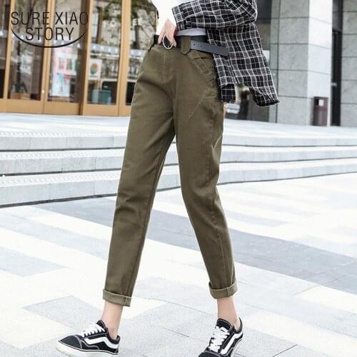 Women Pants Autumn High Waist Loose Harem Tobacco Pencil Cotton Pants Women Ankle-length Work Feminine Joggers Trousers 7684 50