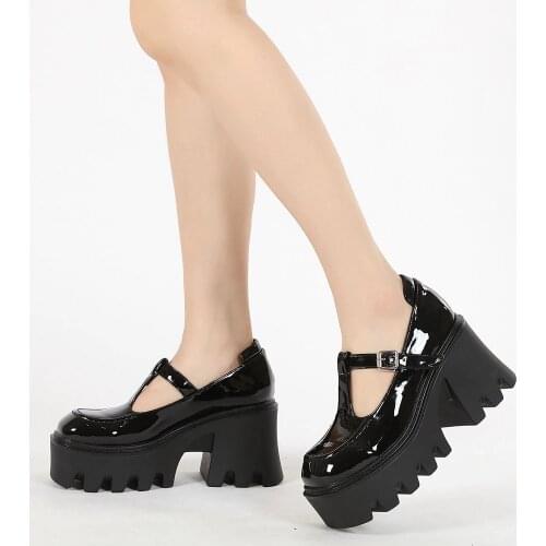 LapoLaka Square Heel Square Toe Buckle Strap Super High Heel With Med Platform Fashion Casual Woman Mary Jane Shoes Big Size 46