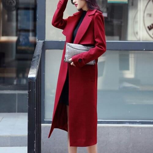 RUGOD 2019 Winter Coat With Belt Women Warm Wool Coat Long Womens Cashmere Coat European Fashion Jacket Outwear Casaco Feminino