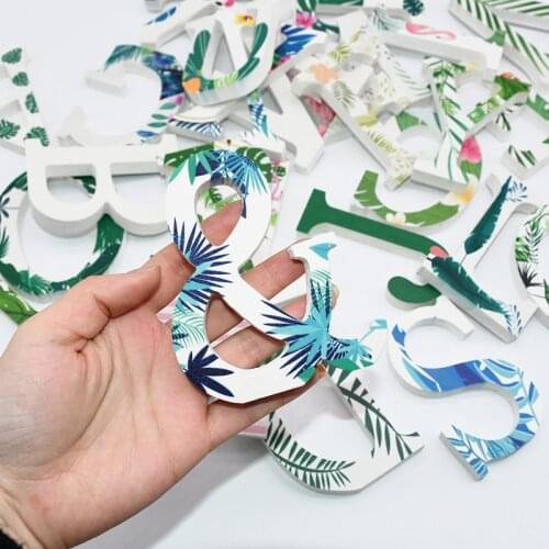 26 Alphabet Word White Wooden English Letters Tropic Theme Personalized Name Design DIY Wood Craft Art Wedding Home Decor