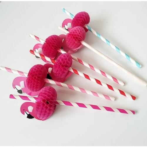 10 PCS 3D Flamingo Paper Straws Birthday Party Adorn Kids Paper Drinking Straw Birthday Wedding Party Decorations Paris Party