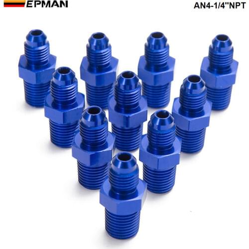 10PCS/LOT 4AN 4 AN -4 Male to Male 1/4''NPT Straight Flare to Pipe Thread Fitting Adapter AN4-1/4''NPT
