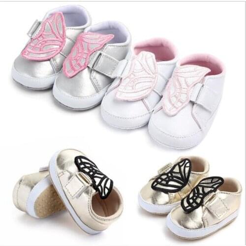 2021 New Spring Autumn Baby Shoes Lovely Butterfly Infants PU First Walkers Newborn Boys Girls Casual Shoes