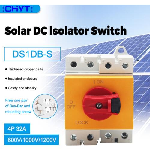 2P 32A 600V 4P 32A 1000V 1200V Solar DC Isolator Switch Disconnector With TUV CE