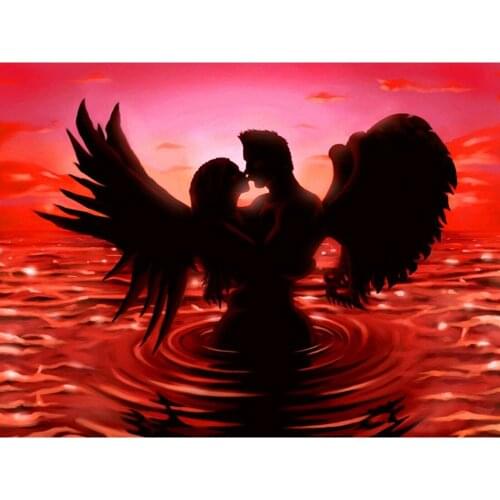 5D DIY Diamond Painting Kissing angels Lovers Cross Stitch Full Drill Embroidery Craft Mosaic Kits Home Decor Christmas Gift
