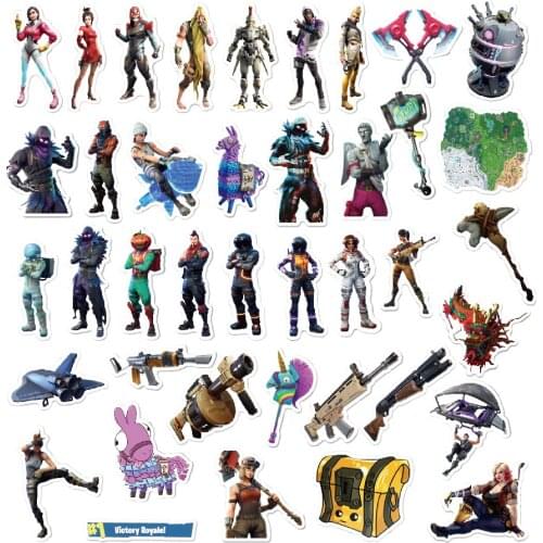 Fortnite Game Stickers Car Sticker Laptop Fornite Anime Waterproof PVC Computer Guitar Stickers Kids Toys Action Figure 40pcs