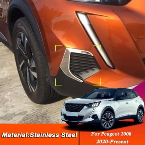 Car Styling For Peugeot 2008 2019-Present ABS Car Front Fog Light Frame Stickers Sequins Cover Automobile Decoration Accessories