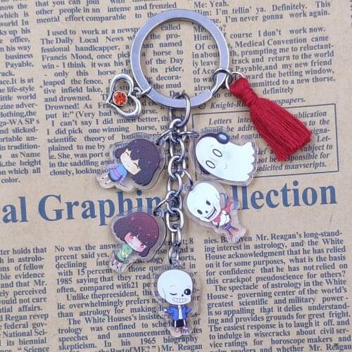 Undertale Sans Acrylic Handmade Unique Anime Keychain For Girl Women Men Key Ring Love Jewelry Birthday Gift Drop Shipping