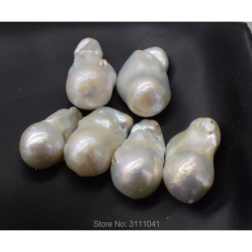 One piece loose beads freshwater pearl reborn keshi drop baroque half hole WHITE FPPJ wholesale nature for DIY earrings