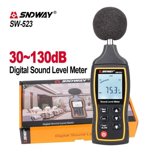 SNDWAY Mini Digital Noise Sound Level Meter Describe Meter 30-130dBA 1.5 DB Accuracy LCD Sound Level Meter Tester SW-523