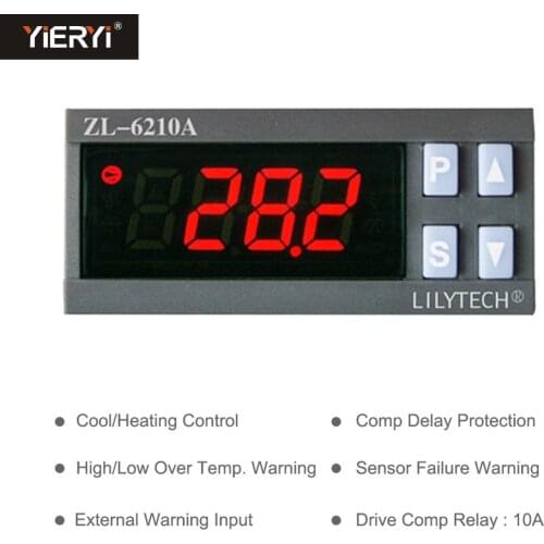 Yieryi ZL-6210A Digital Temperature Controller, Thermostat, Economical Cold Storage Controller, Lilytech