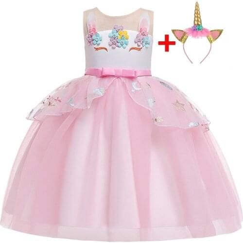 Kids Dresses For Girls Unicorn Princess Dress Girl Sequin stars Summer Dress Baby Girls Birthday Party Dress Clothes