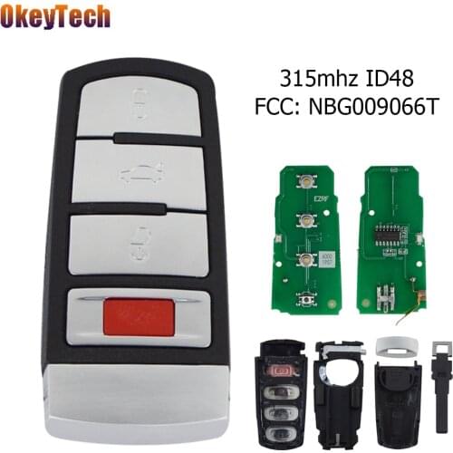 OkeyTech Remote Car Key For VW Volkswagen Passat CC 2006–2012 Smart Key Card 315mhz ID48 Fob Blank Uncut Blade Smart Control
