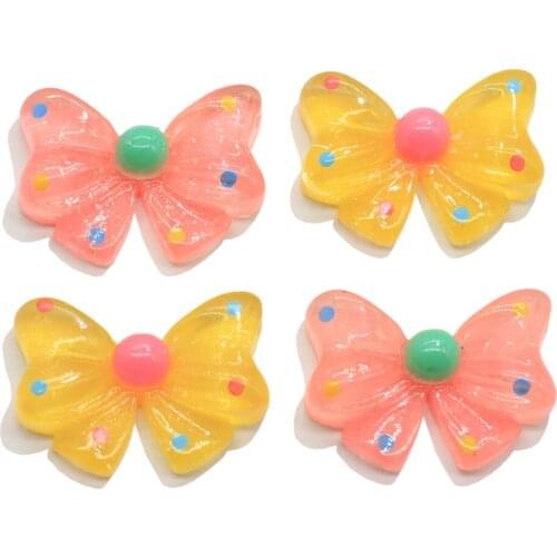 Polka Dot Bowtie Flatback Resin Cabochon For Phone Cases Bow Charms Jewelry Making Findings