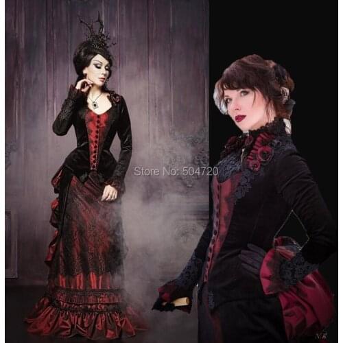 Tailored!NEW Black Velvet Duchess Theatre Vintage costumes Renaissance Gothic Civil war Halloween Cosplay Gown dress HL-304