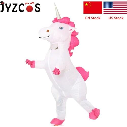 JYZCOS Inflatable Unicorn Costume Halloween Party Costume for Women Christmas Purim Cosplay Mascot Costume for Adult Kid