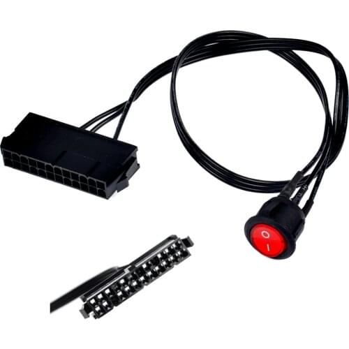 BAAQII 50cm Cable copper tin wire 24-Pin Female ATX PSU PC Power Supply Starter Tester Start up Jumper ON/OFF AA4129