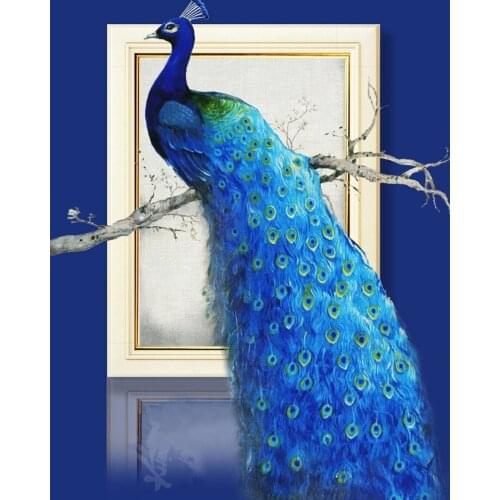 DIY Art Picture 5D Diamond Painting Cross Stitch Peacock Animal Round Stone Diamond Embroidery For Home Decor