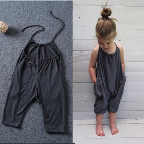 Toddler Kid Baby Girls Strap Romper Jumpsuit Sleeveless Heart Harem Pants Trousers Clothes