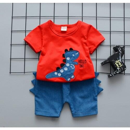 Baby Boys Clothing Set Cartoon Summer Infant Newborn Outfits Suit Cotton Dinosaur T-shirt+shorts 2pcs Kids Boys Tracksuit