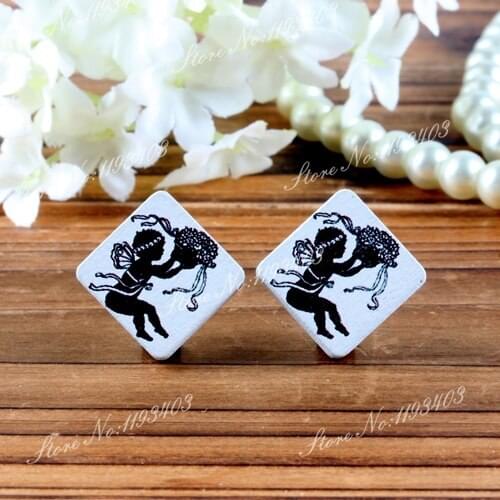 Square Shape High Quality Photo Wood Laser Cut Cabochon to make Rings, Earrings, Bobby pin,Necklaces, Bracelets