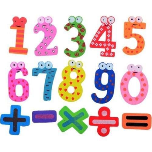 Hot Selling Set 15 pcs Number Wooden Fridge Magnet Education Learn Cute Kid Baby Toy