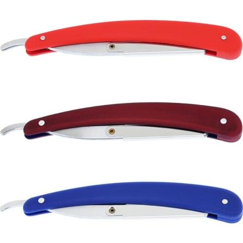 Men Shaving Salon Barber Hair Razors&Blades 3 Colors Folding Shaving Knifes Stainless Steel Eyebrow Straight Razor Holder HC0014
