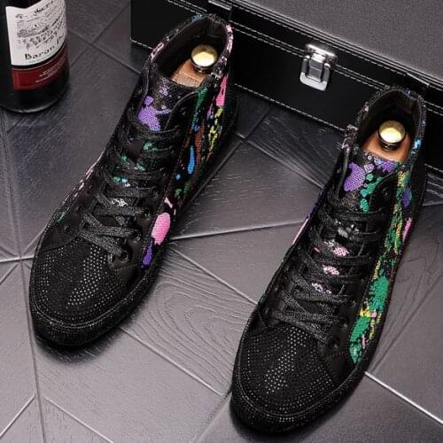 Fashion Luxury Leather Men High Tops Hip Hop Ankle Martin Boots Punk Designe Flats Zapatillas Hombre