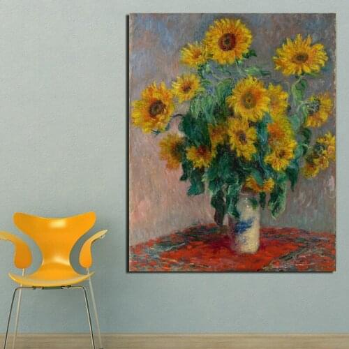 Claude Monet Sunflower Wallpaper Canvas Painting Print Living Room Home Decoration Modern Wall Art Oil Painting Posters Picture