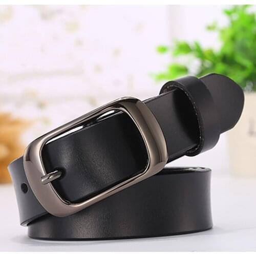 Genuine leather fashion retro belt high quality luxury brand ladies and gentleman metal double buckle new belt with jeans 100cm
