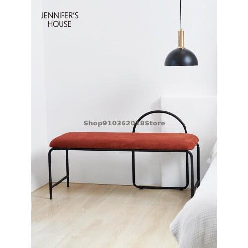 Nordic Household Shoes Changing Stool Modern Simple Back Sofa Stool Creative Light Luxury Net Red Makeup Stool