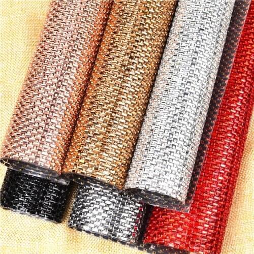 24*40Cm Hotfix Glass Rhinestone Mesh Trim Ribbon Crystal Diamond Sheet Strass Applique Banding Diy Dress Jewelry Table Furniture
