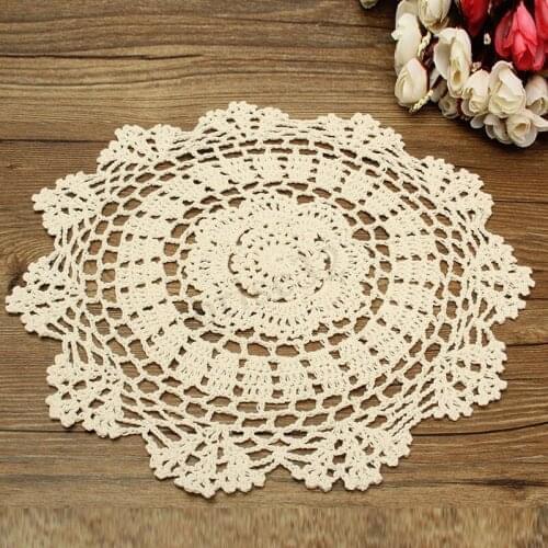 Vintage Cotton Hand Crochet Doilies Pad Handmade Flowers Cup Mat Photo Props Decorative Placemat DIY Clothes Accessories