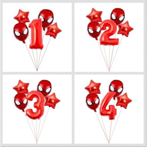1 set of Marvels Spider-Man Captain America Aluminum Film Digital Balloon Childrens Birthday Party Star Decoration Gift