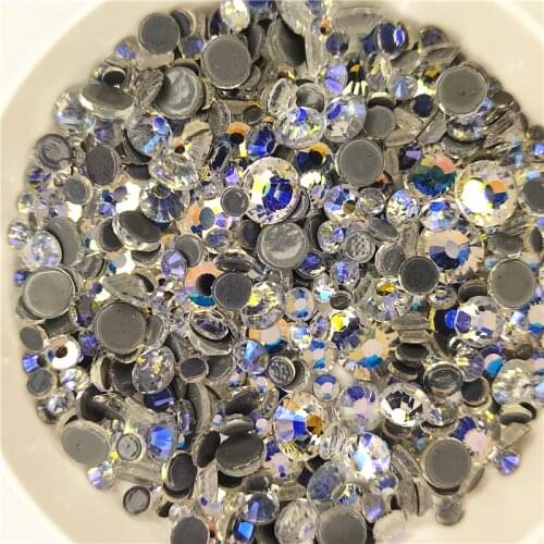 Top Quality Ghost Night Sky AB SS6-SS30 Hot-Fix FlatBack Strass Garment Rhinestone Iron on Stone