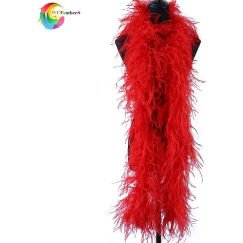 WCFeatherS 6Ply Red Ostrich feather boa Thick feathers Shawl Wedding Scraf Decoration Quality Ostrich Plume Party Supplies