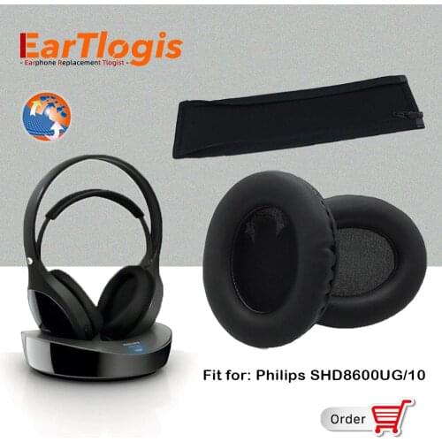 EarTlogis Replacement Parts for Philips SHD8600UG/10 SHD-8600UG/10 Headset EarPads Bumper Earmuff Cover Cushion Cups pillow Hea