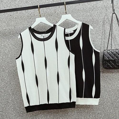 2021 Women Knitted Tank Top Camisole Woman Sexy Summer Basic Elastic Tank Top U-Neck Patchwork Color Tank Top Vest