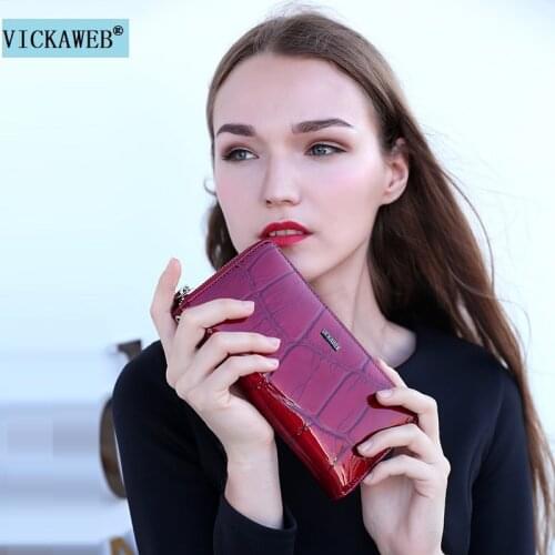 VICKAWEB Women Wallets Genuine Leather Wallet Female Purse Zipper Ladies Wristlet Womens Wallets And Purses Women Wallet Zipper