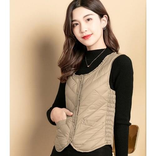 2021 New Autumn Women Ultra Light Down Vest White Duck Down Coat Parka Ladies Sleeveless Waistcoat Plus Size S-5XL